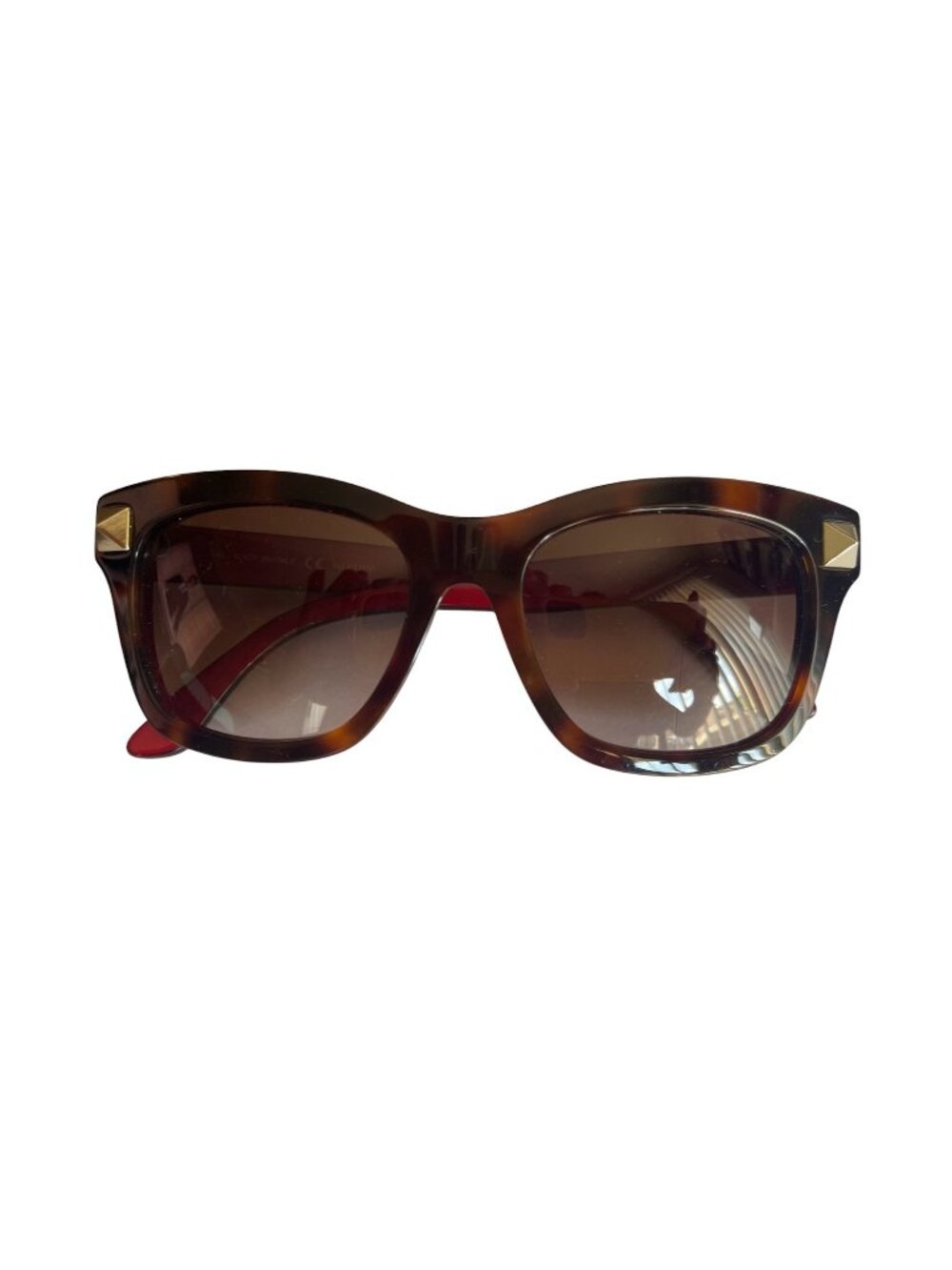 Valentino V656S 240 Red Tortoise Rockstud Sunglasses Italy V Logo